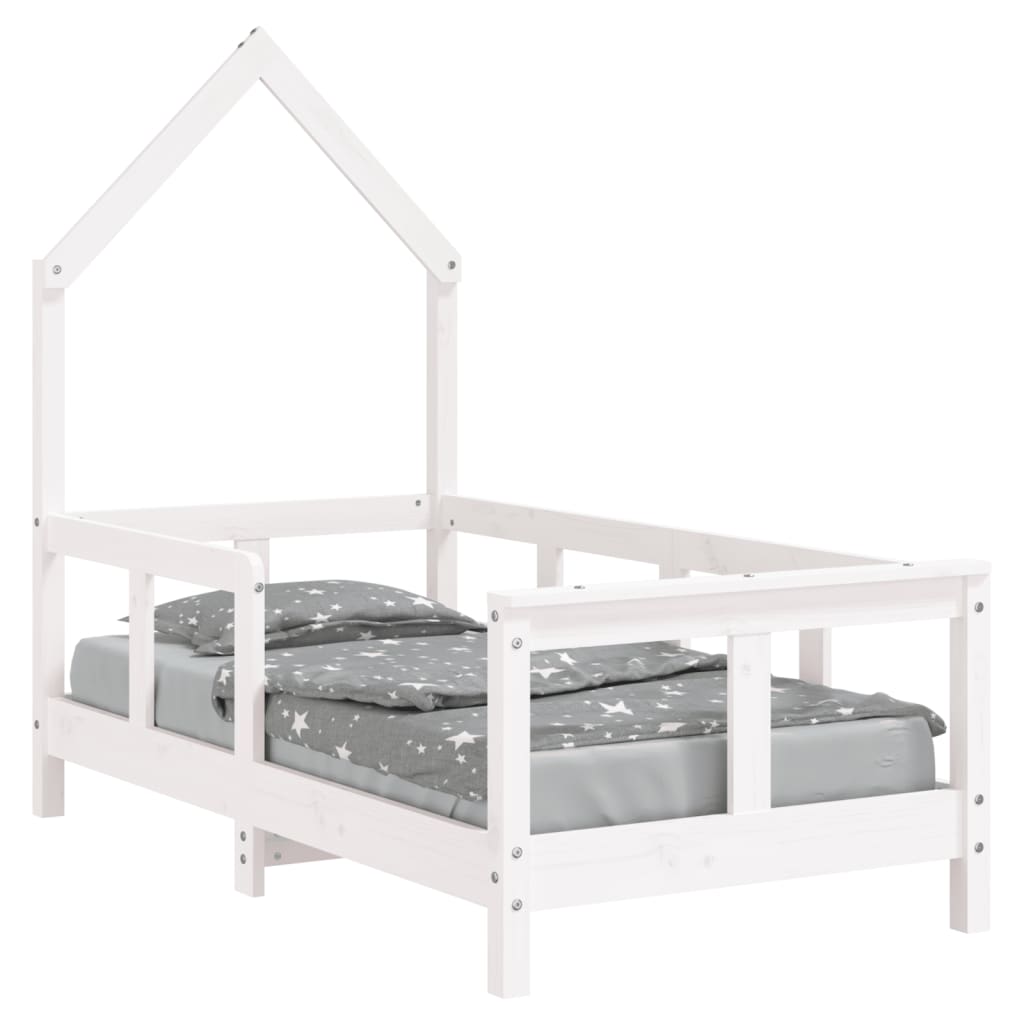 Kinderbedframe 70X140 Cm Massief Grenenhout Wit 70 x 140 cm