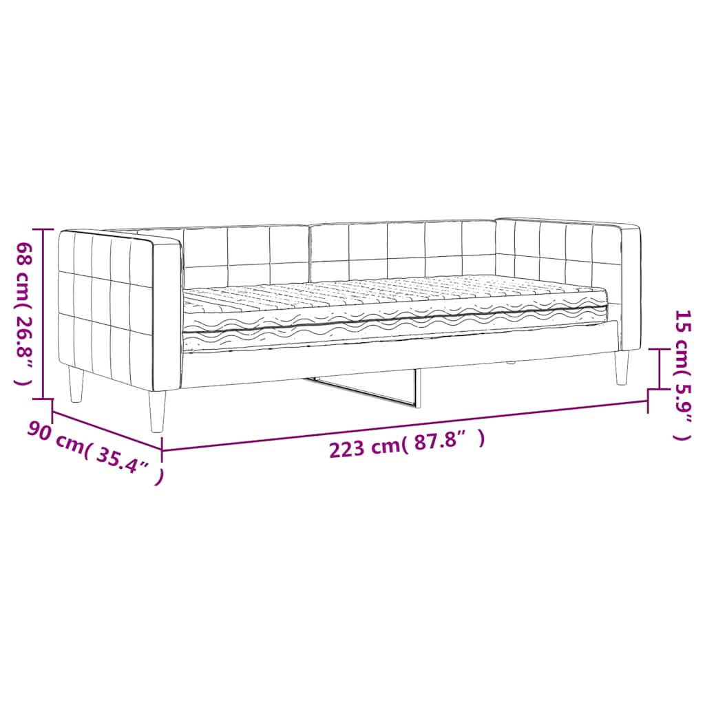 Slaapbank met matras 80x200 cm fluweel donkergrijs