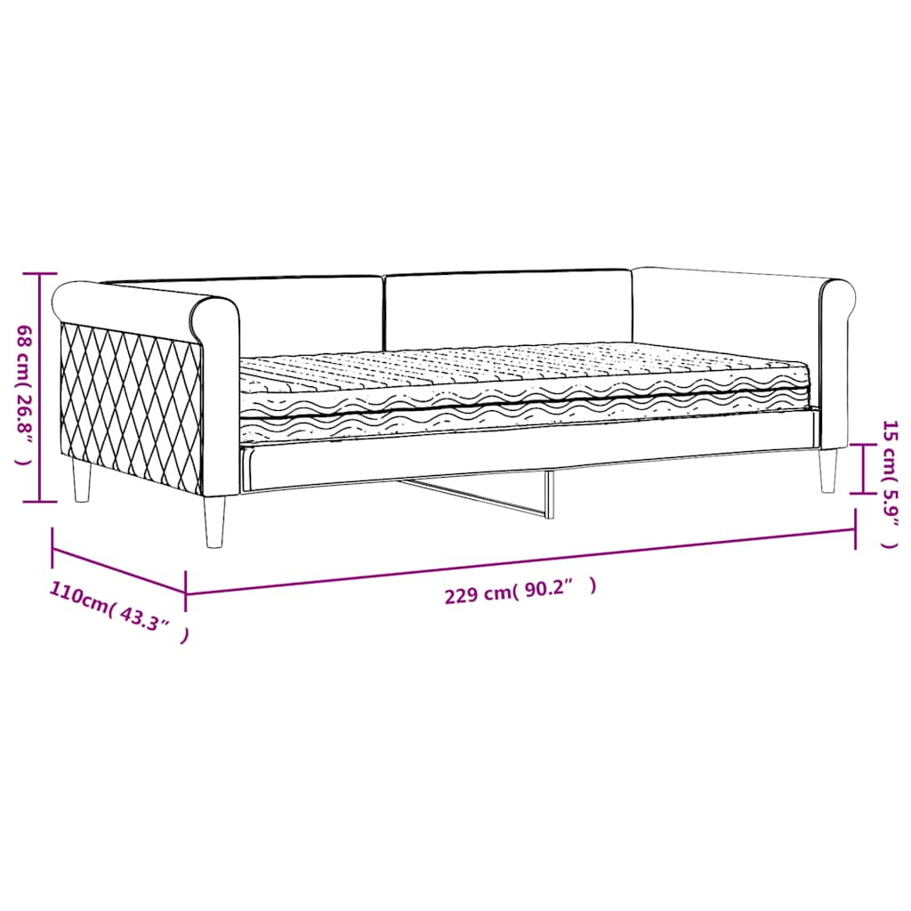 Slaapbank met matras 100x200 cm fluweel donkergroen