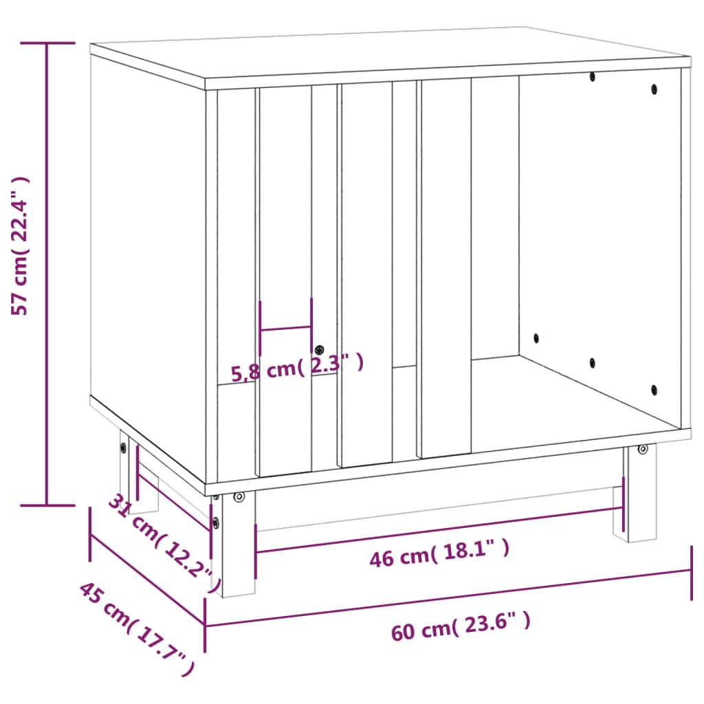 Hondenhok 60X45X57 Cm Massief Grenenhout Honingbruin 60 x 45 x 57 cm