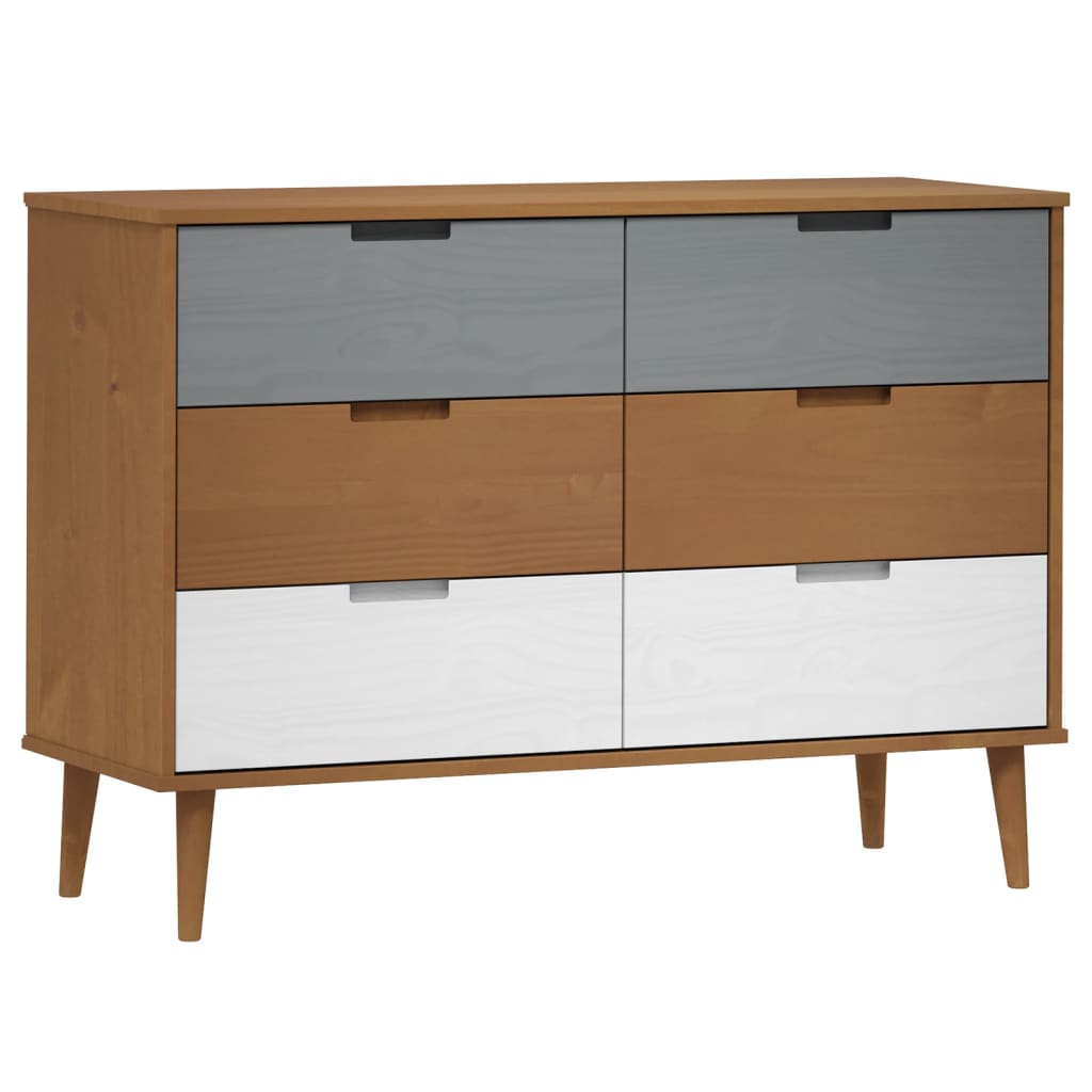 Ladekast MOLDE 113x40x80 cm massief grenenhout bruin