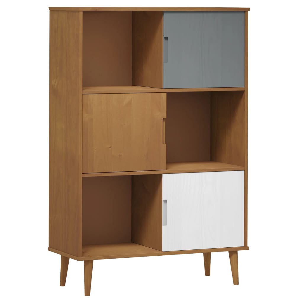 Boekenkast Molde 90X35X133,5 Cm Massief Grenenhout Bruin