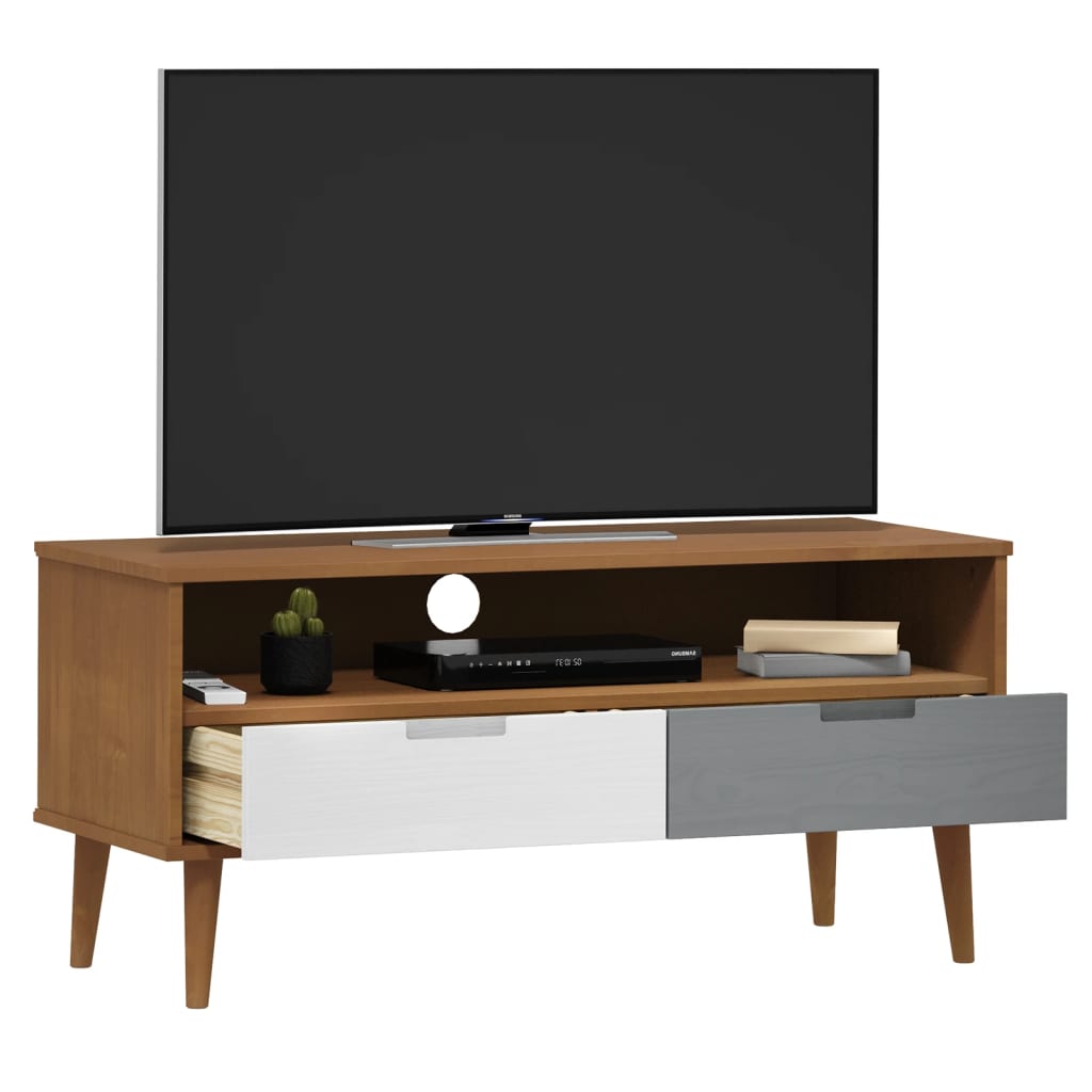 Tv-Meubel Molde 106X40X49 Cm Massief Grenenhout Bruin Bruin