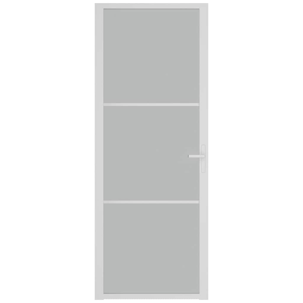 Binnendeur 76x201,5 cm matglas en aluminium wit