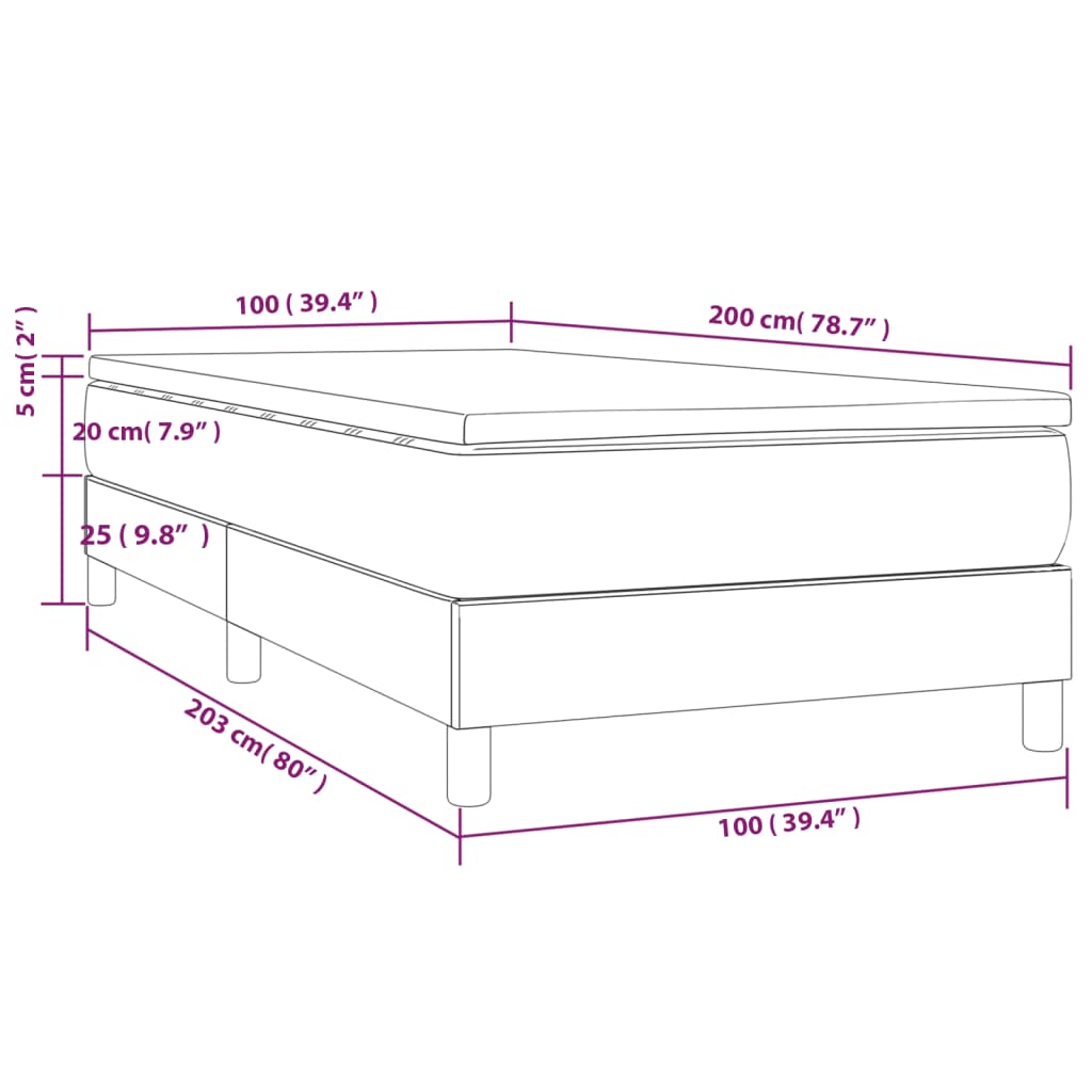 Boxspring met matras stof donkergrijs 100x200 cm