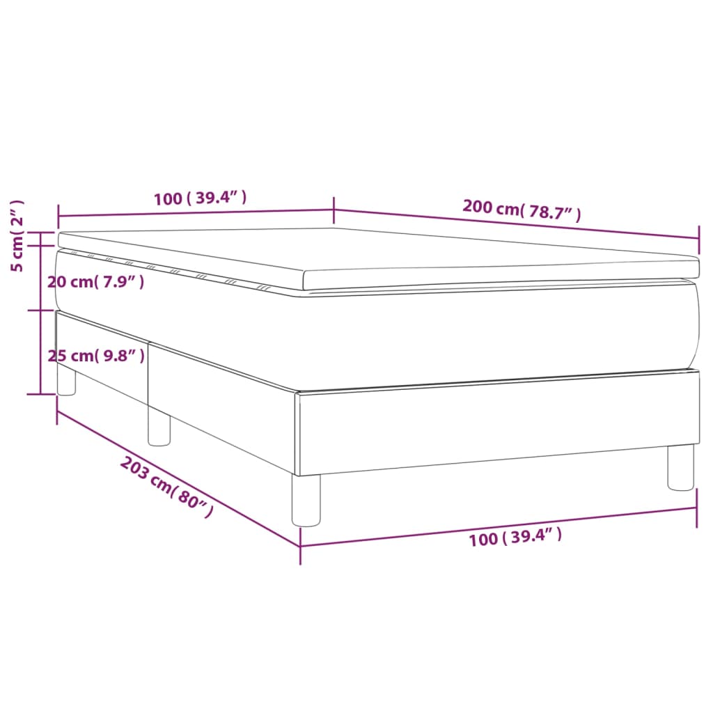 Boxspring met matras stof donkergrijs 100x200 cm