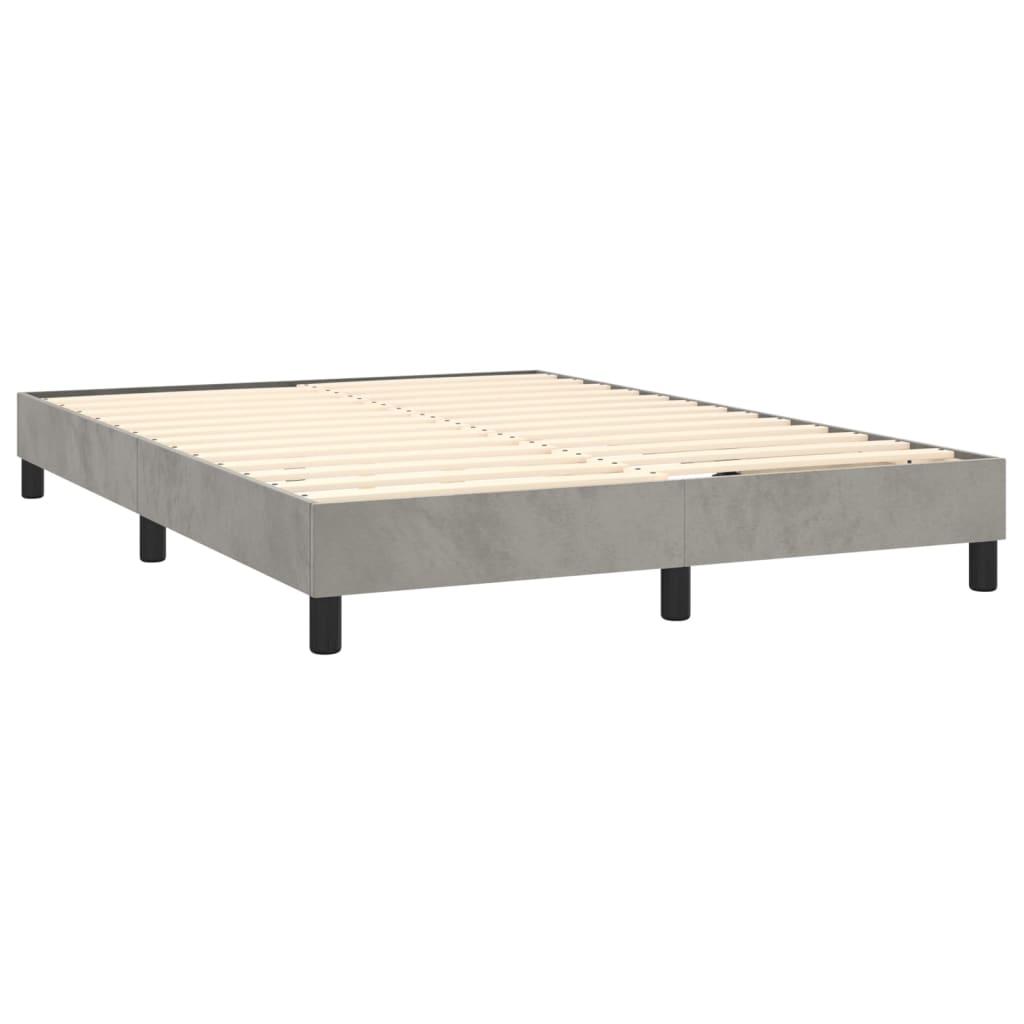 Boxspring met matras fluweel lichtgrijs 140x200 cm