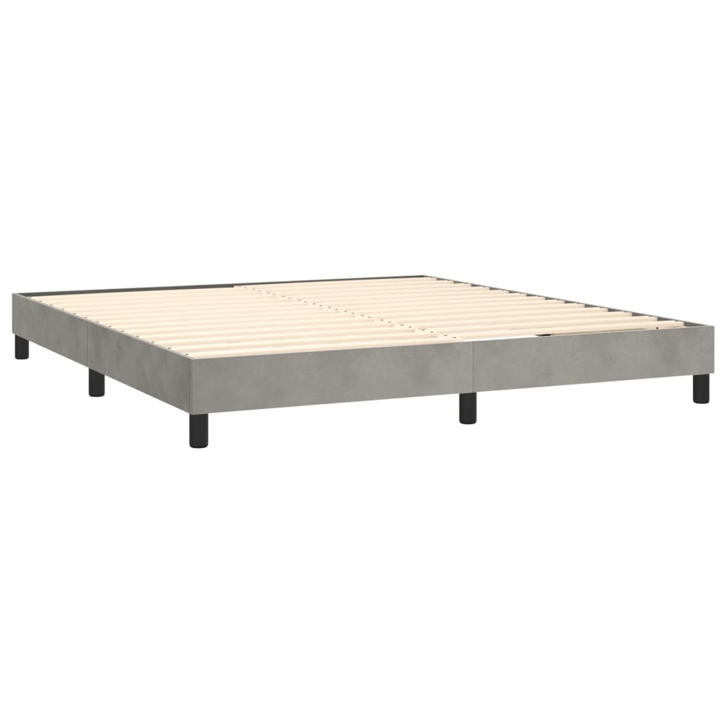 Boxspring met matras fluweel lichtgrijs 180x200 cm