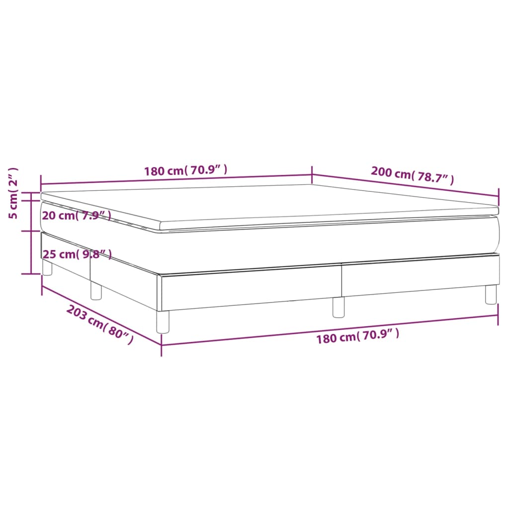 Boxspring met matras fluweel lichtgrijs 180x200 cm