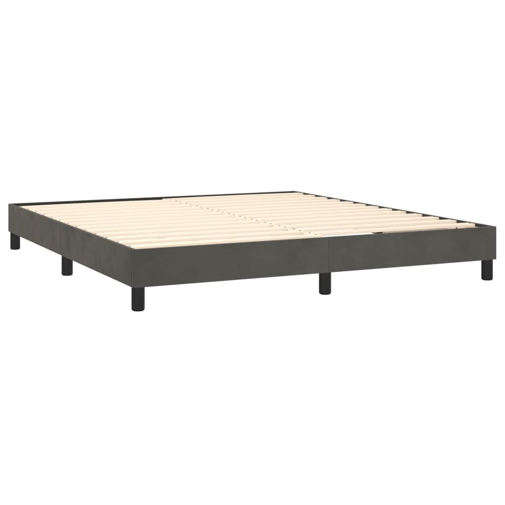 Boxspring met matras fluweel donkergrijs 180x200 cm