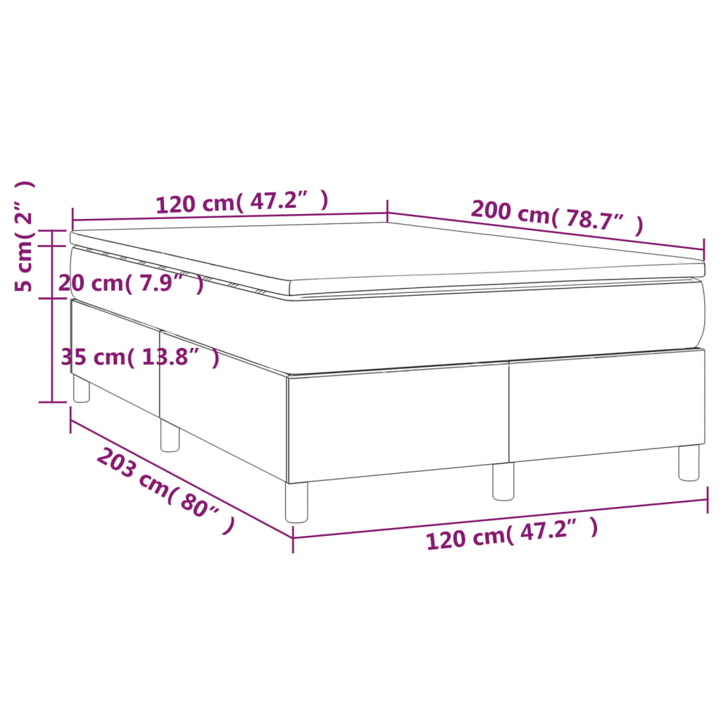 Boxspring met matras stof donkergrijs 120x200 cm