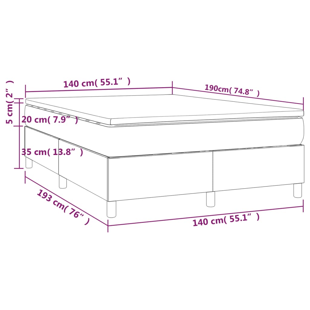 Boxspring met matras stof donkergrijs 140x190 cm