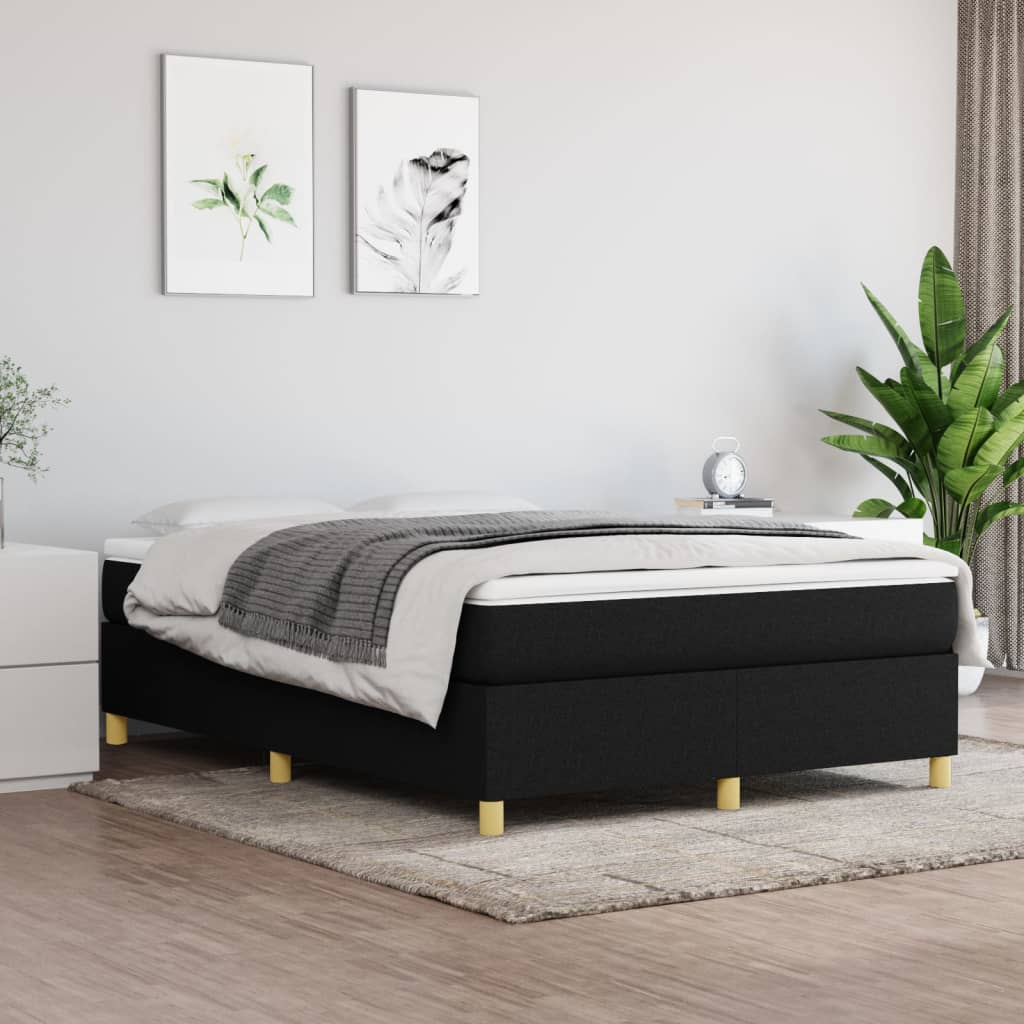 Boxspring met matras stof zwart 140x200 cm