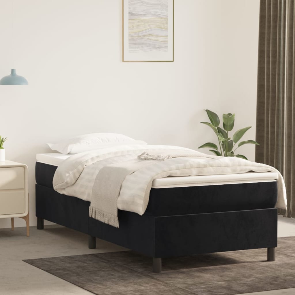 Boxspring met matras fluweel zwart 90x190 cm