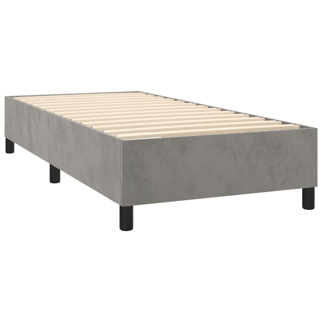 Boxspring met matras fluweel lichtgrijs 90x200 cm