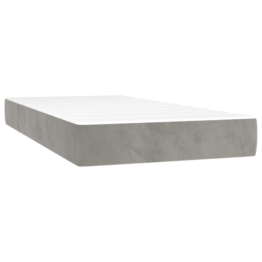 Boxspring met matras fluweel lichtgrijs 90x200 cm