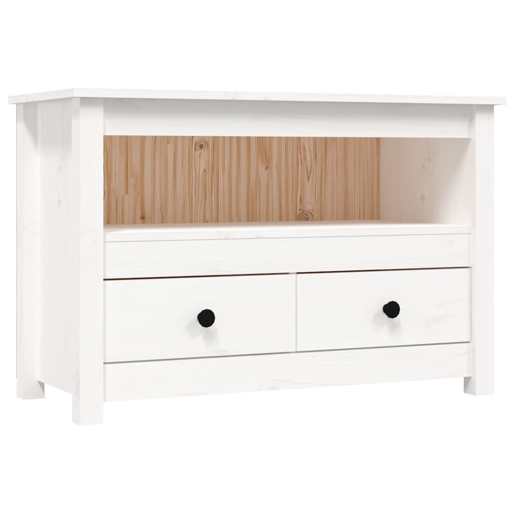 Tv-Meubel 79X35X52 Cm Massief Grenenhout Wit