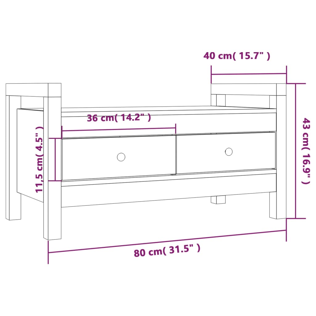 Halbankje 80X40X43 Cm Massief Grenenhout Honingbruin 80 x 40 x 43 cm