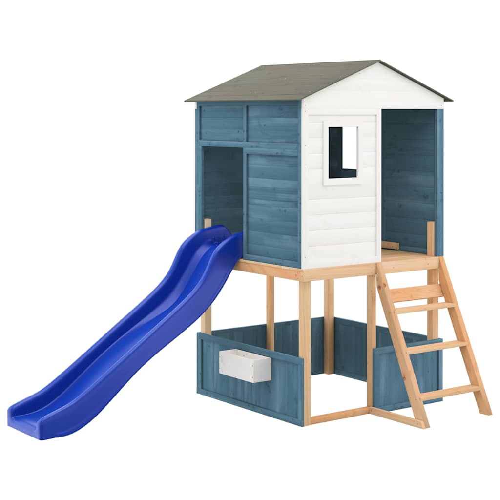 Speelhuis Massief Vurenhout Blauw