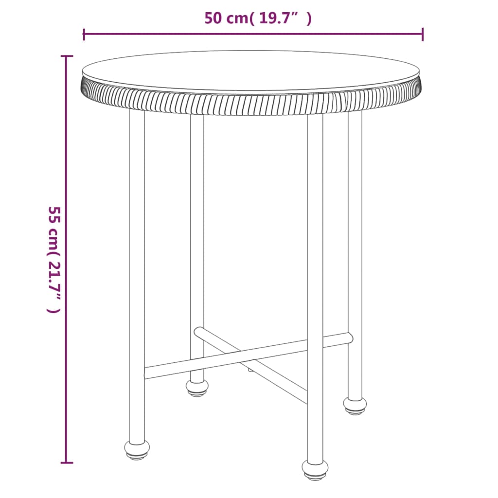 Eettafel Ø50 Cm Gehard Glas En Staal Zwart 1 Ø 50 x 55 cm