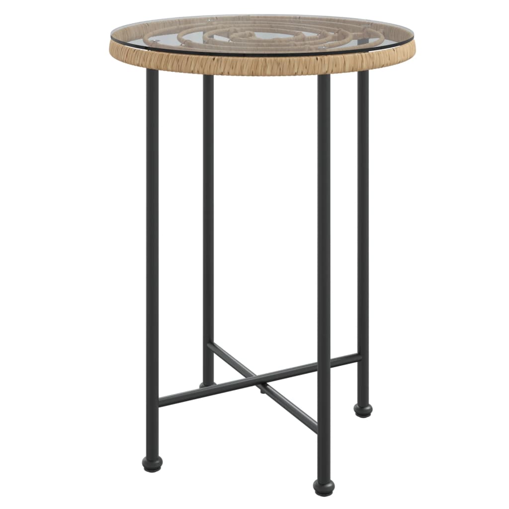 Eettafel Ø55 Cm Gehard Glas En Staal Bruin