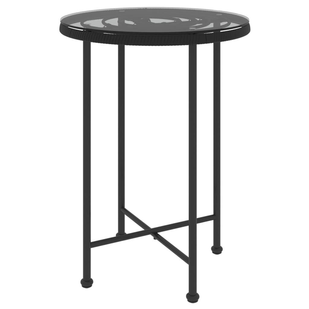 Eettafel Ø55 Cm Gehard Glas En Staal Zwart Zwart