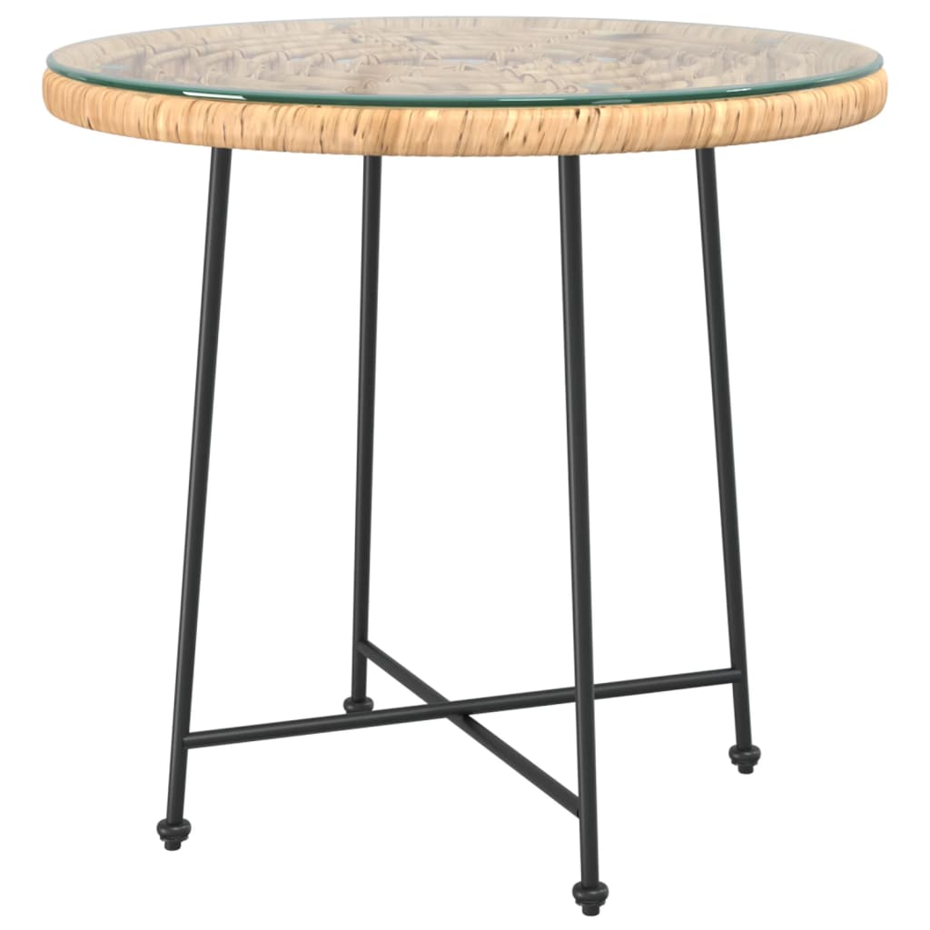 Eettafel Ø80 Cm Gehard Glas En Staal Bruin