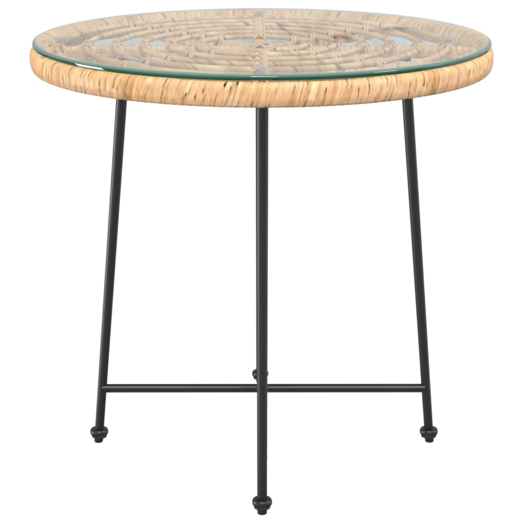 Eettafel Ø80 Cm Gehard Glas En Staal Bruin