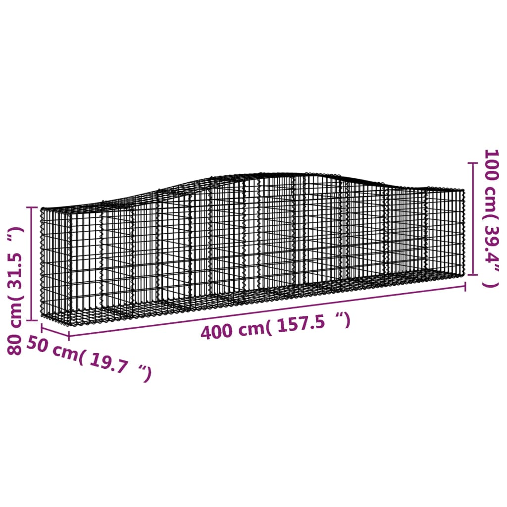 Schanskorven 15 st gewelfd 400x50x80/100 cm ijzer