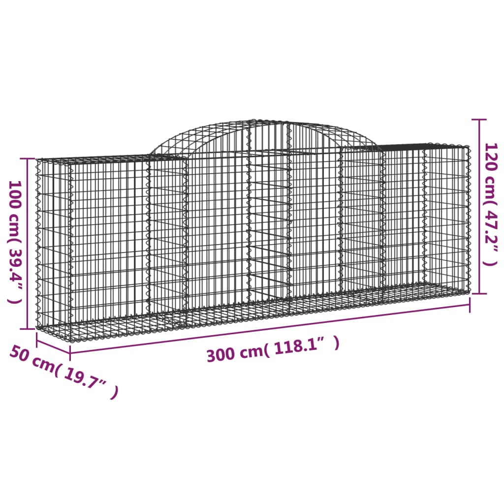 Schanskorven 13 st gewelfd 300x50x100/120 cm ijzer