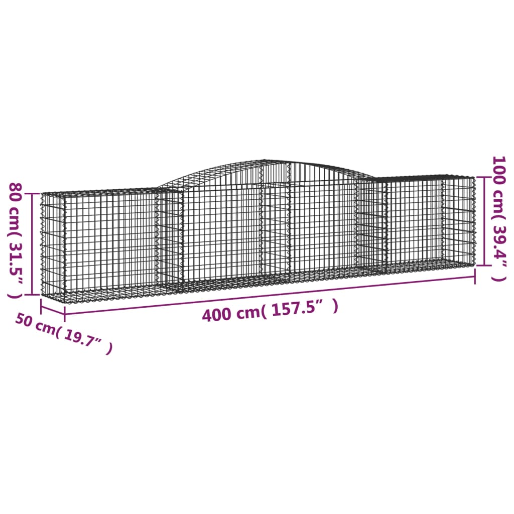 Schanskorven 15 st gewelfd 400x50x80/100 cm ijzer