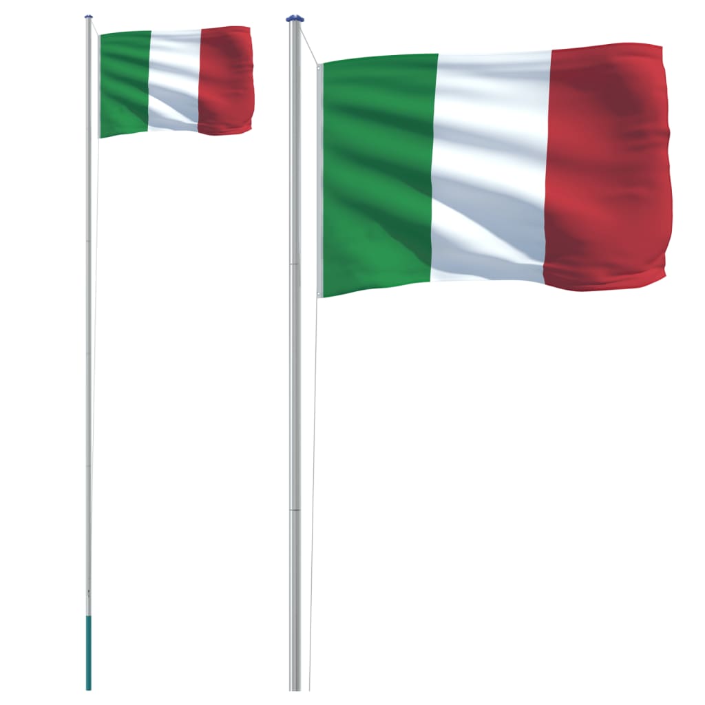 Vlag met vlaggenmast Italië 6,23 m aluminium