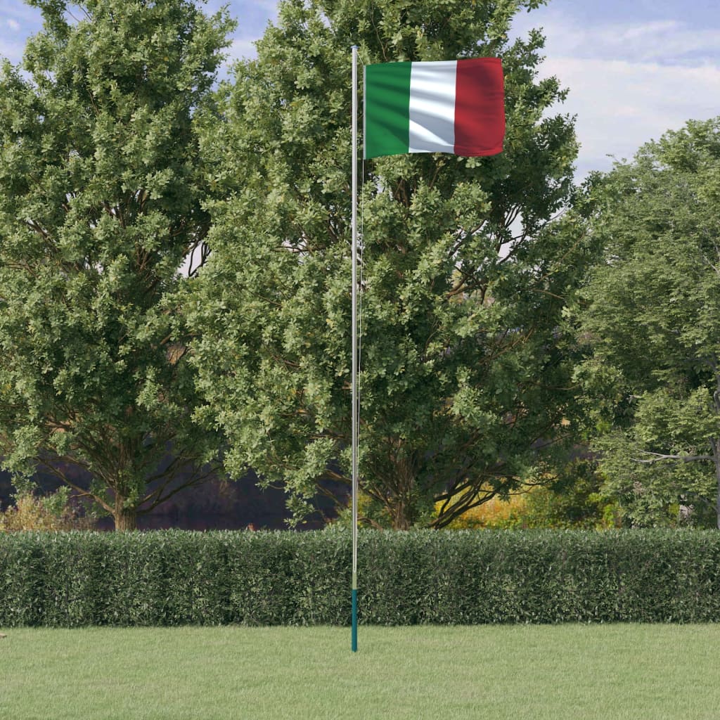 Vlag met vlaggenmast Italië 6,23 m aluminium