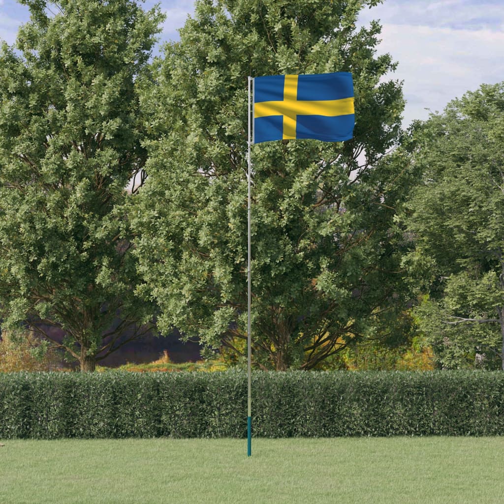 Vlag met vlaggenmast Zweden 5,55 m aluminium