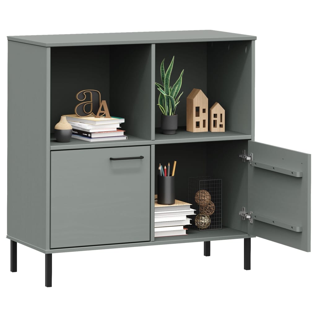 Boekenkast Met Metalen Poten Oslo 90X35X90,5 Cm Hout Grijs 1