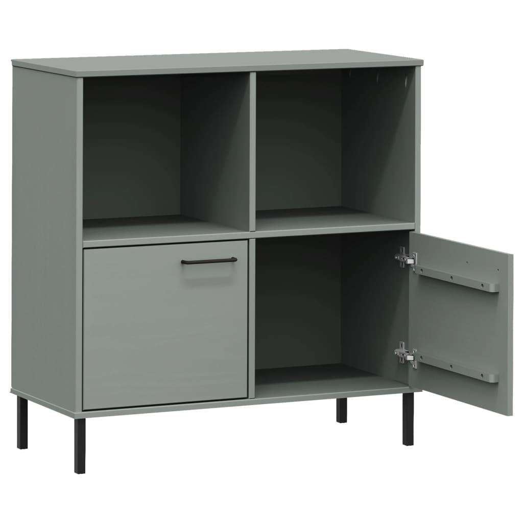 Boekenkast Met Metalen Poten Oslo 90X35X90,5 Cm Hout Grijs 1