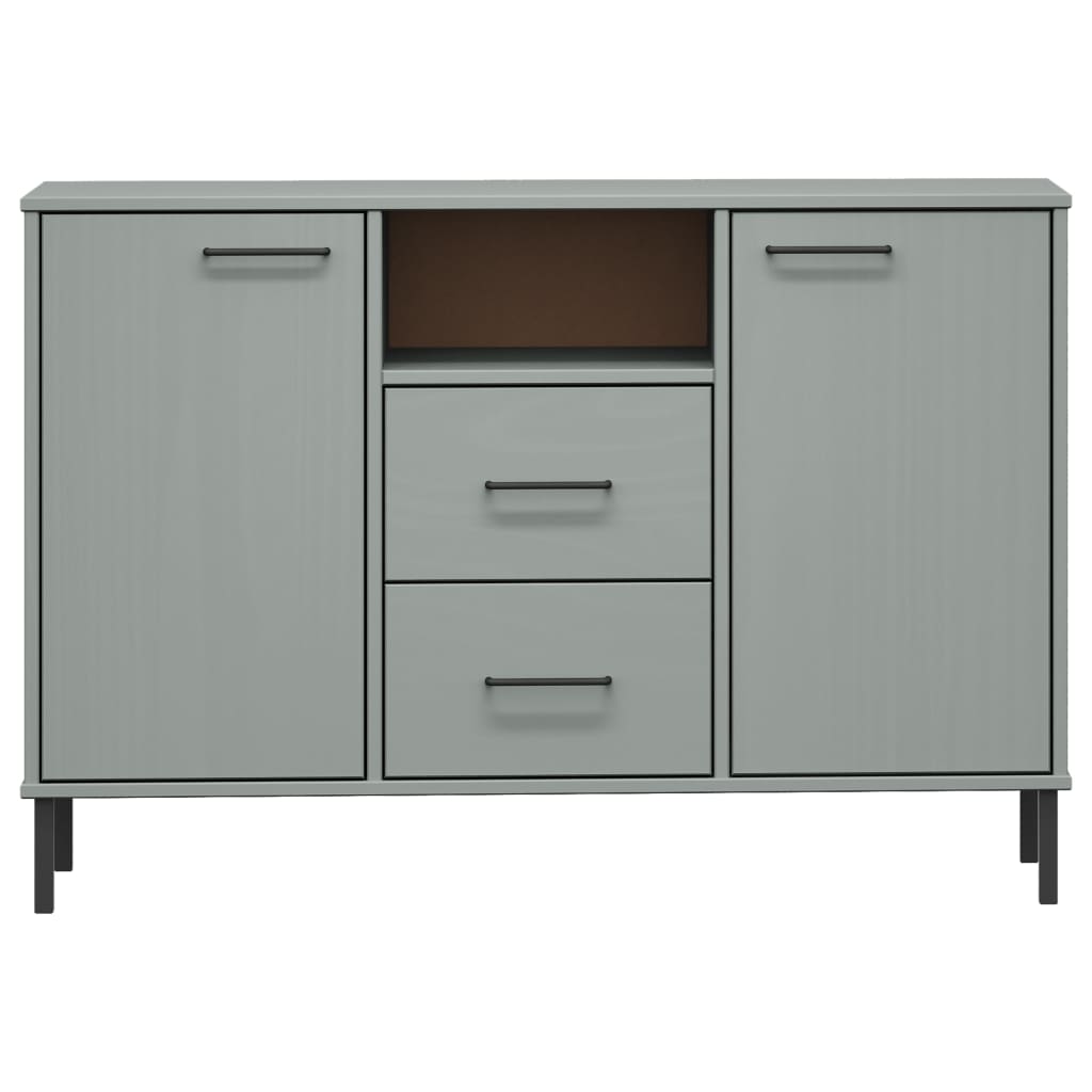 Dressoir met metalen poten OSLO 113x40x77 cm grenenhout grijs