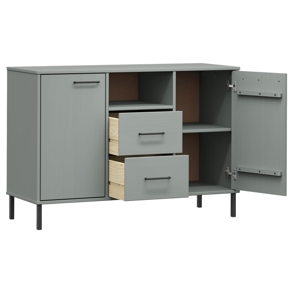 Dressoir met metalen poten OSLO 113x40x77 cm grenenhout grijs