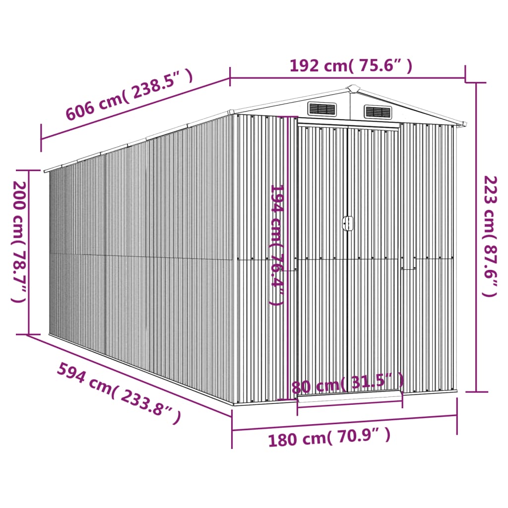 Tuinschuur 192x606x223 cm gegalvaniseerd staal groen