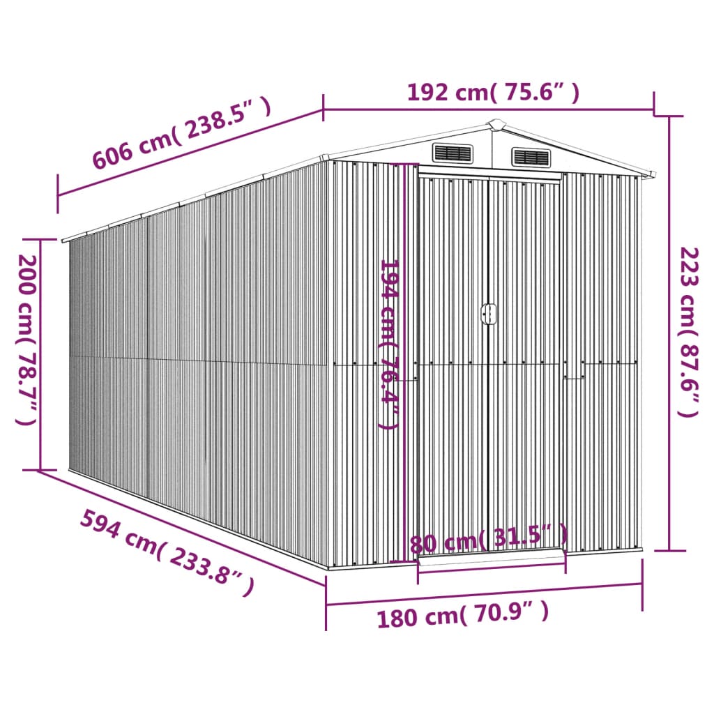 Tuinschuur 192x606x223 cm gegalvaniseerd staal lichtbruin