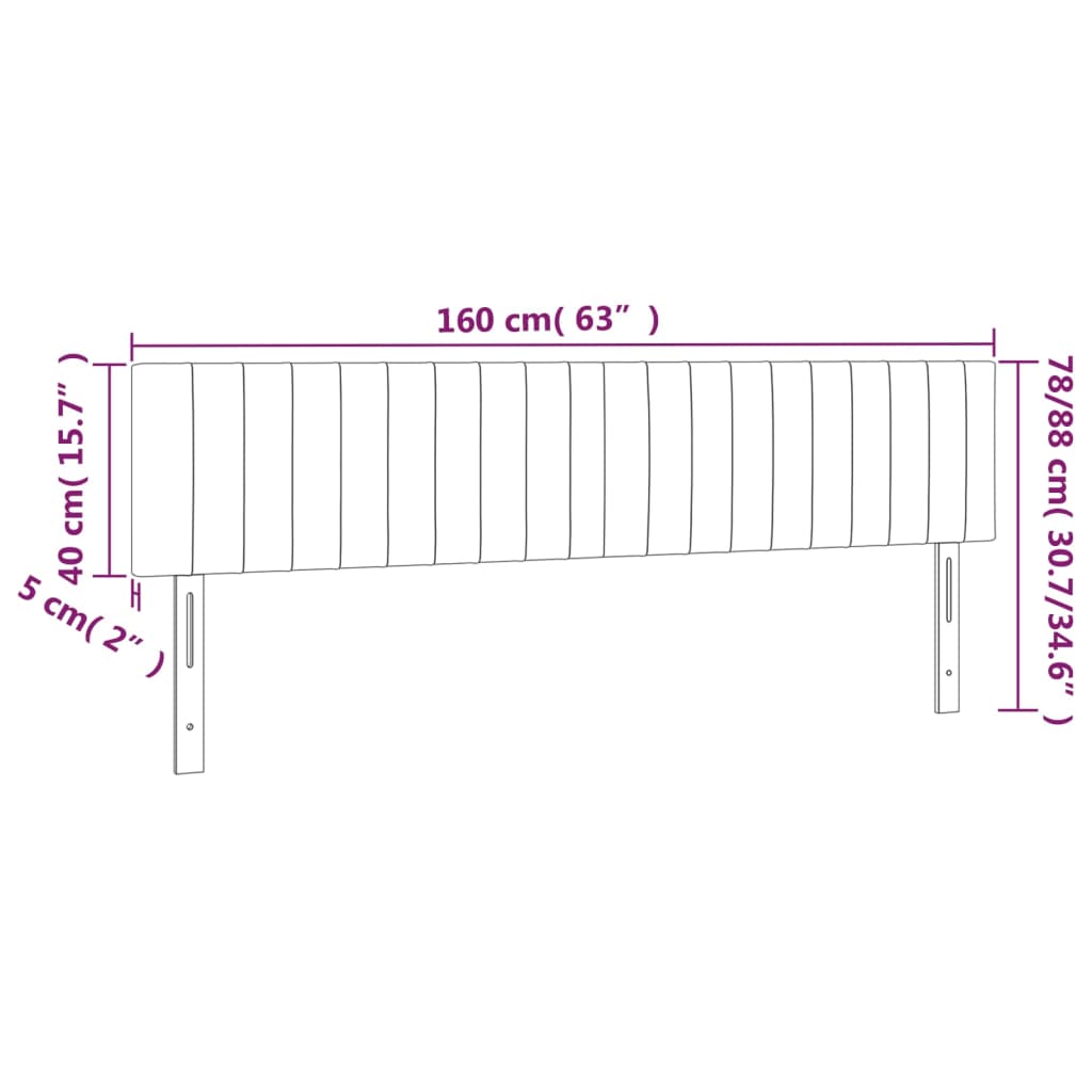 Hoofdborden 2 st 80x5x78/88 cm stof donkergrijs