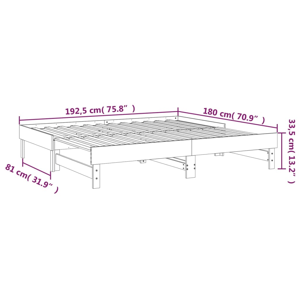 Slaapbank Uitschuifbaar Massief Grenenhout Zwart 2X(90X190) Cm 2x (90 x 190) cm