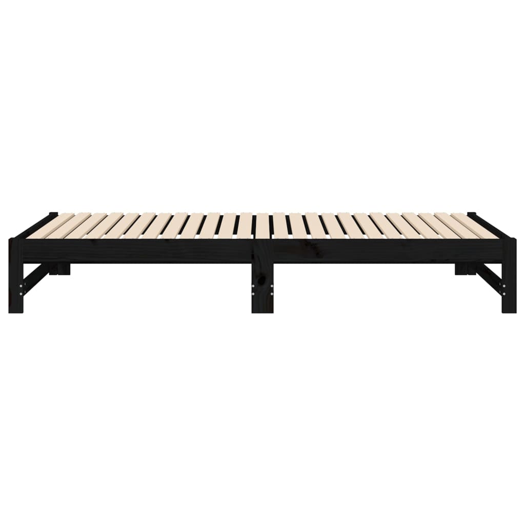 Slaapbank Uitschuifbaar Massief Grenenhout Zwart 2X(100X200) Cm 205.5 x 198 x 30 cm