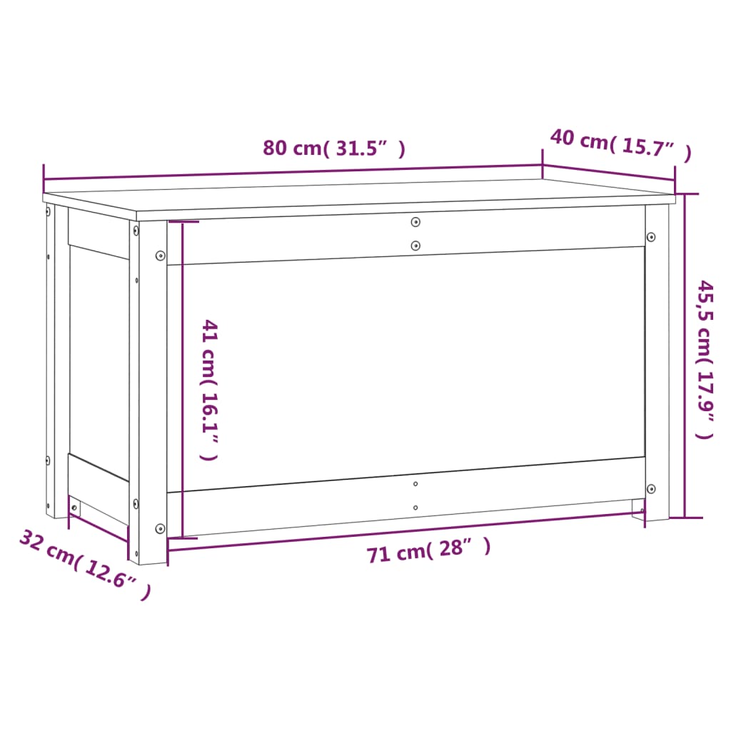 Opbergbox Wit 80X40X45,5 Cm Massief Grenenhout 1 80 x 40 x 45.5 cm