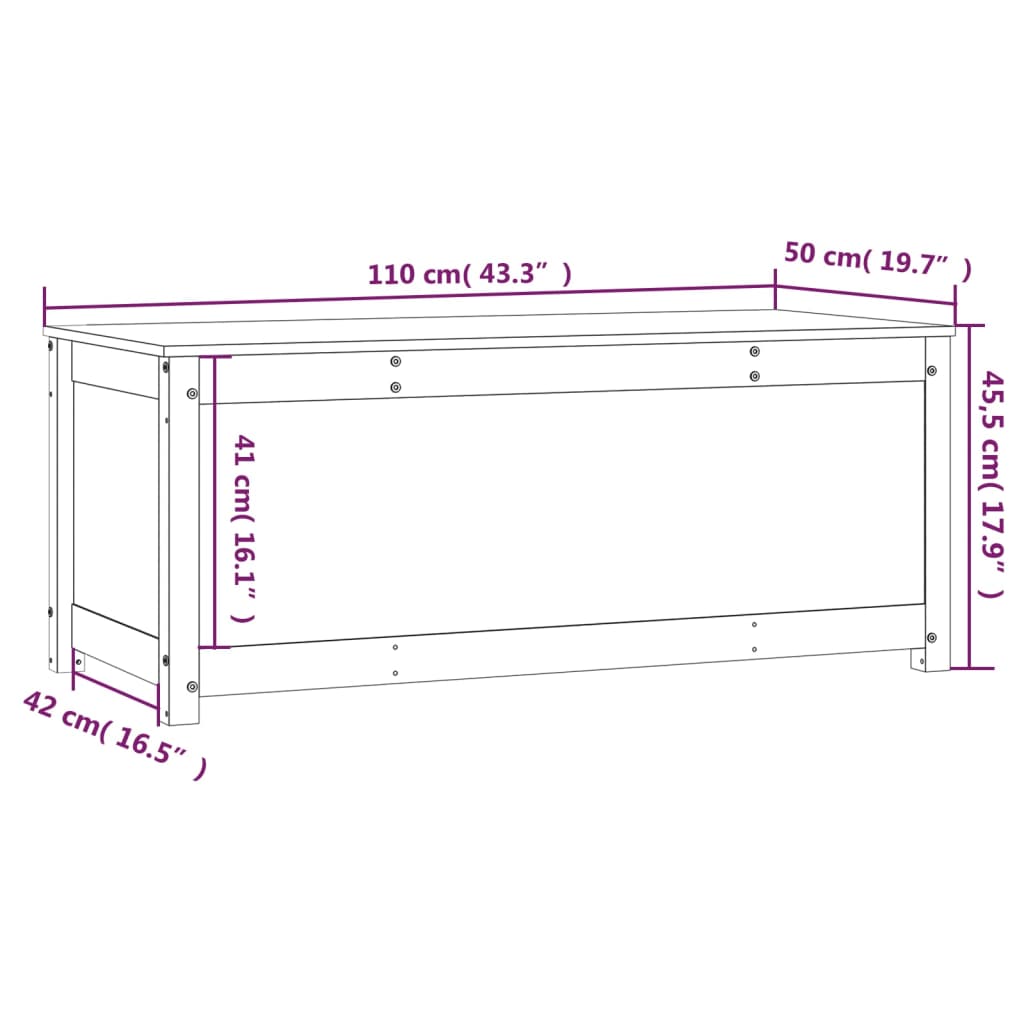 Opbergbox Wit 110X50X45,5 Cm Massief Grenenhout 110 x 50 x 45.5 cm