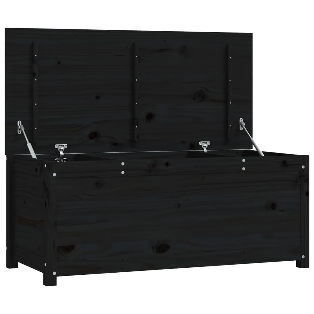 Opbergbox Zwart 110X50X45,5 Cm Massief Grenenhout 110 x 50 x 45.5 cm