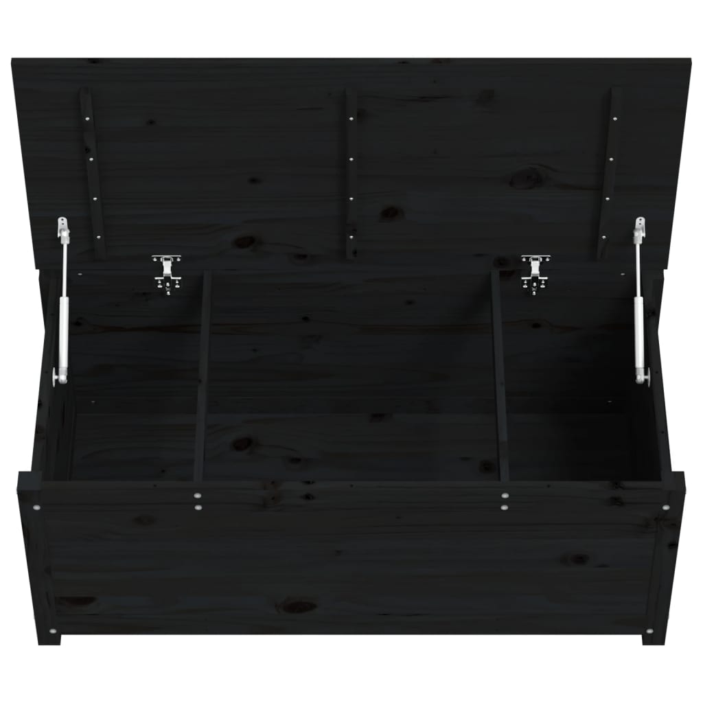 Opbergbox Zwart 110X50X45,5 Cm Massief Grenenhout 110 x 50 x 45.5 cm