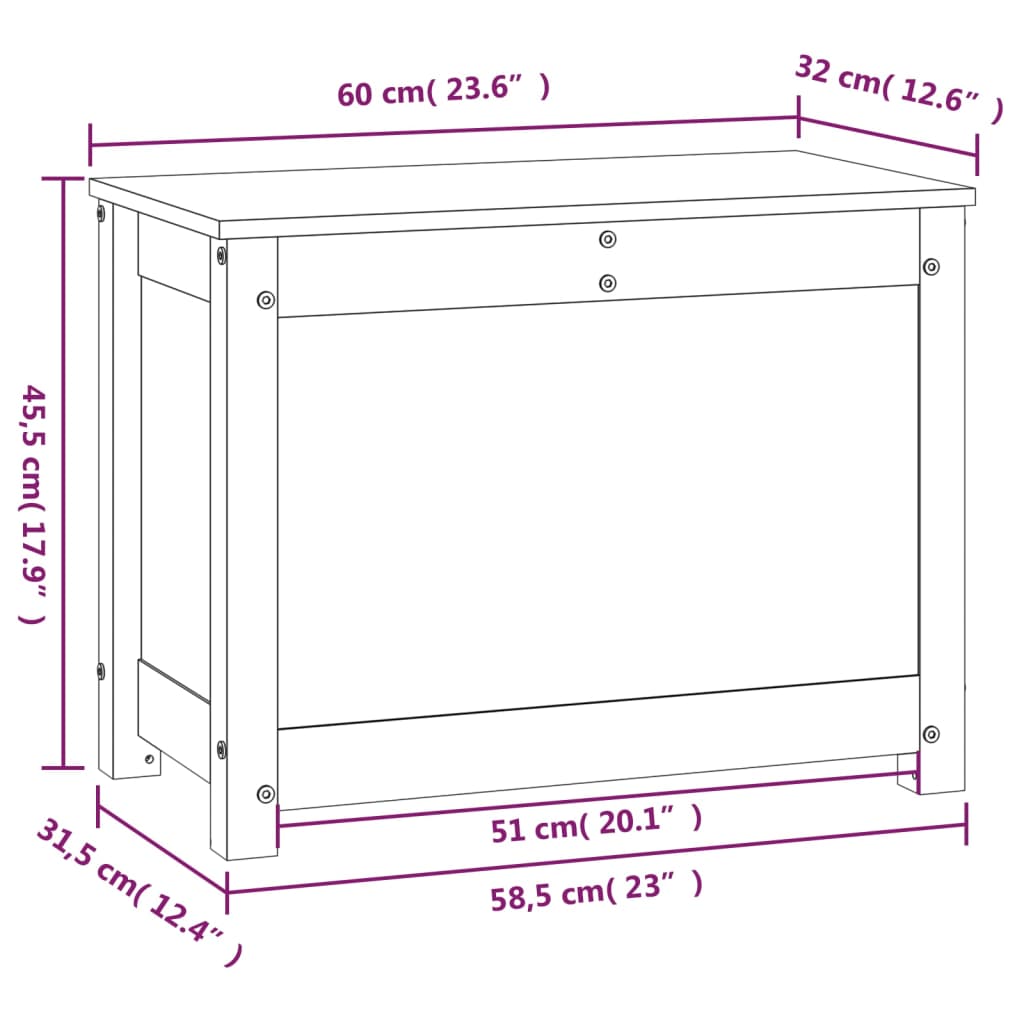 Opbergbox Honingbruin 60X32X45,5 Cm Massief Grenenhout 1 60 x 32 x 45.5 cm