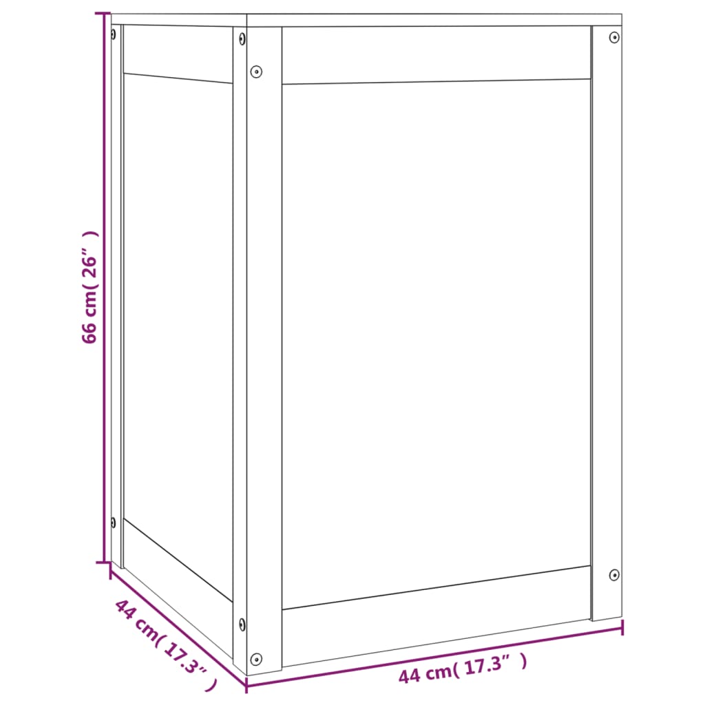 Wasmand 44X44X66 Cm Massief Grenenhout Grijs