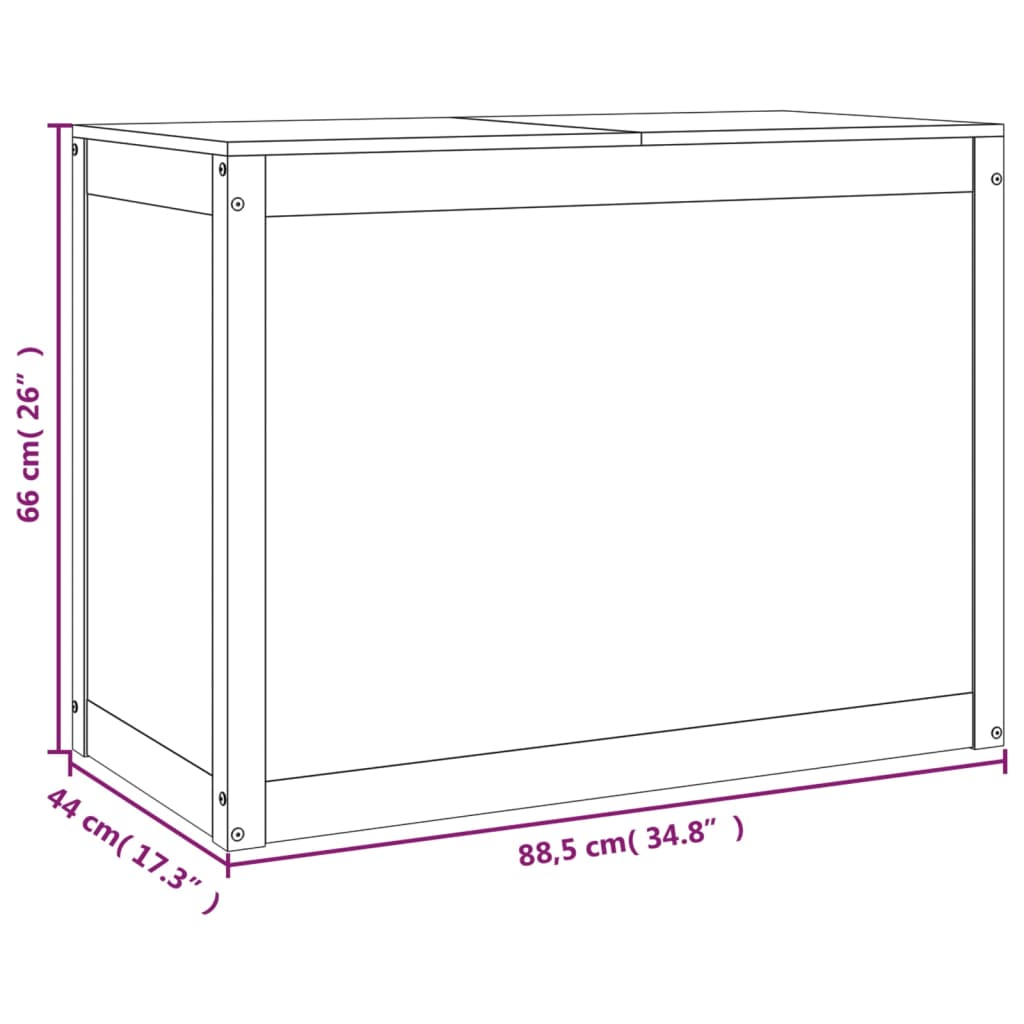 Wasmand 88,5x44x66 cm massief grenenhout wit